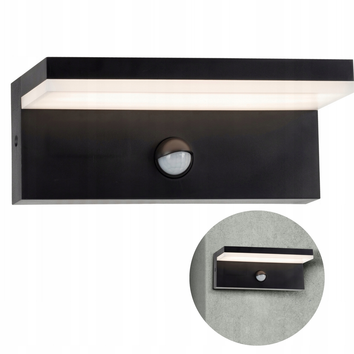 Čierne záhradné nástenné svietidlo Goldlux s integrovaným 10 W LED zdrojom